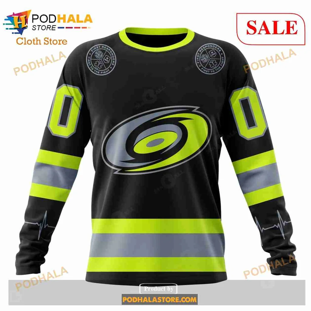 Neon Green Carolina Hurricanes 3D Print Hoodie With Firefighter Design Neon Green Carolina Hurricanes 3D Print Hoodie With Firefighter Design