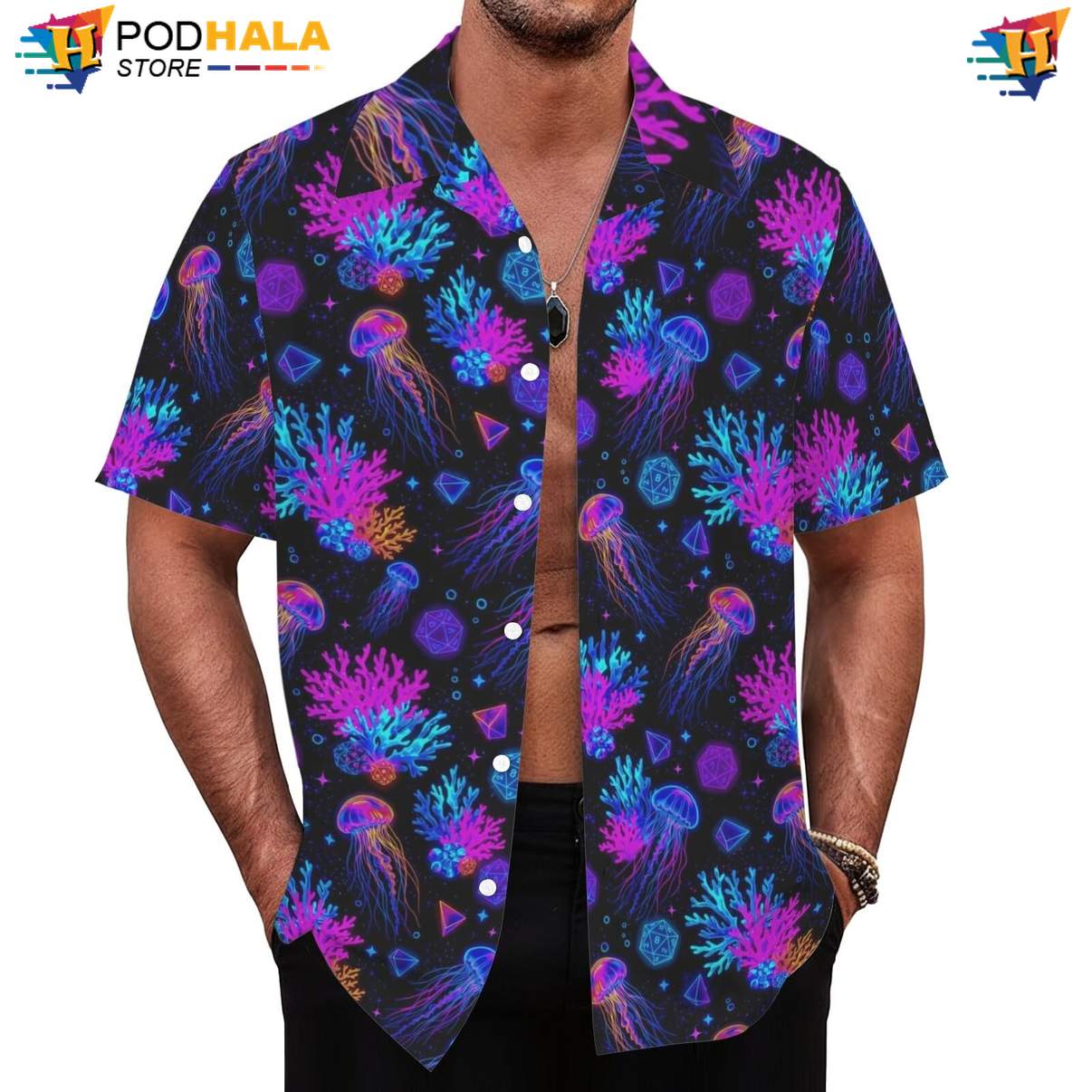 Neon Jellyfish Funny Tropical Shirt Mens Summer Beach Party Vacation Outfit Neon Jellyfish Funny Tropical Shirt Mens Summer Beach Party Vacation Outfit