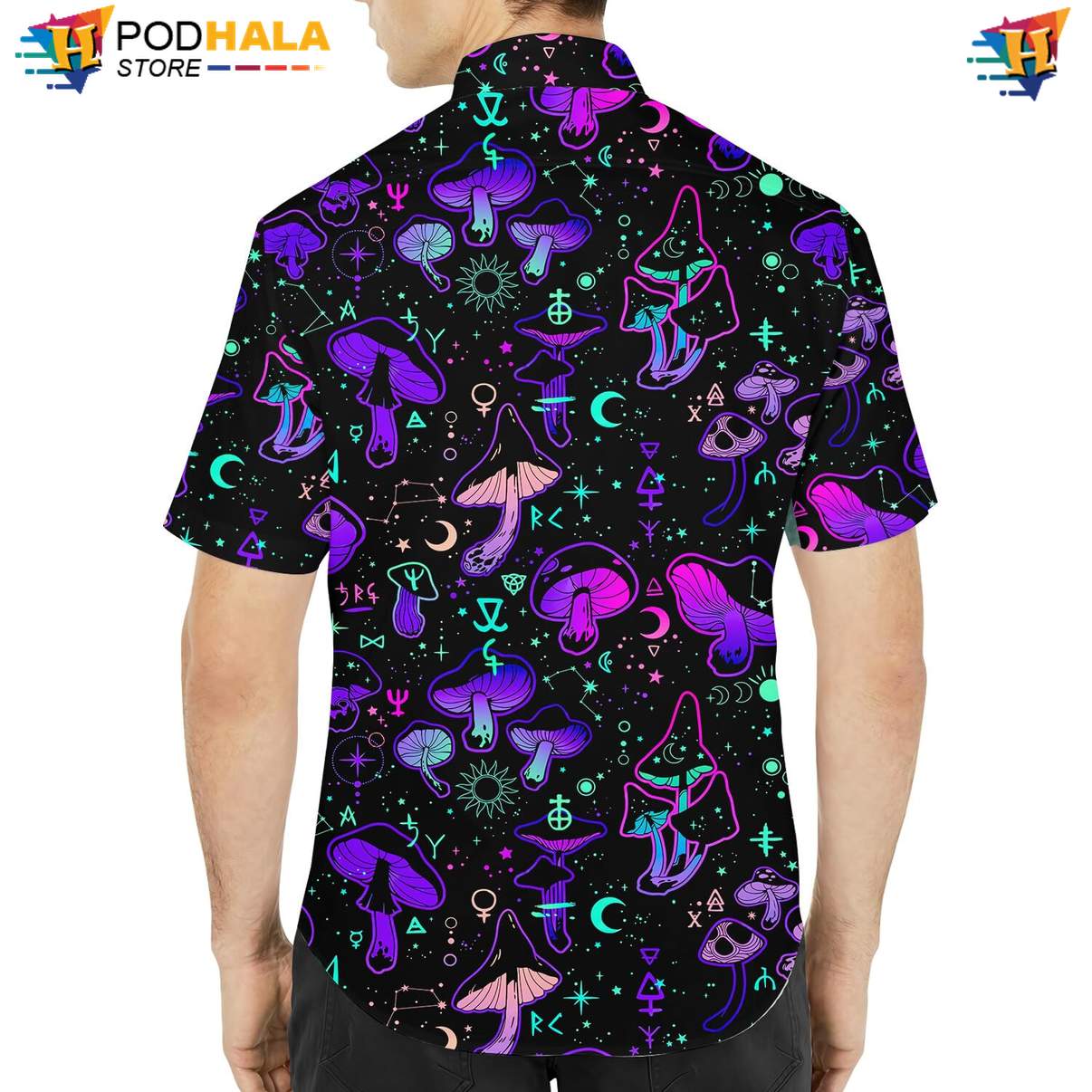 Neon Mushroom Tropical Shirt Mens Tropical Beach Button Down Resort Outfit Neon Mushroom Tropical Shirt Mens Tropical Beach Button Down Resort Outfit