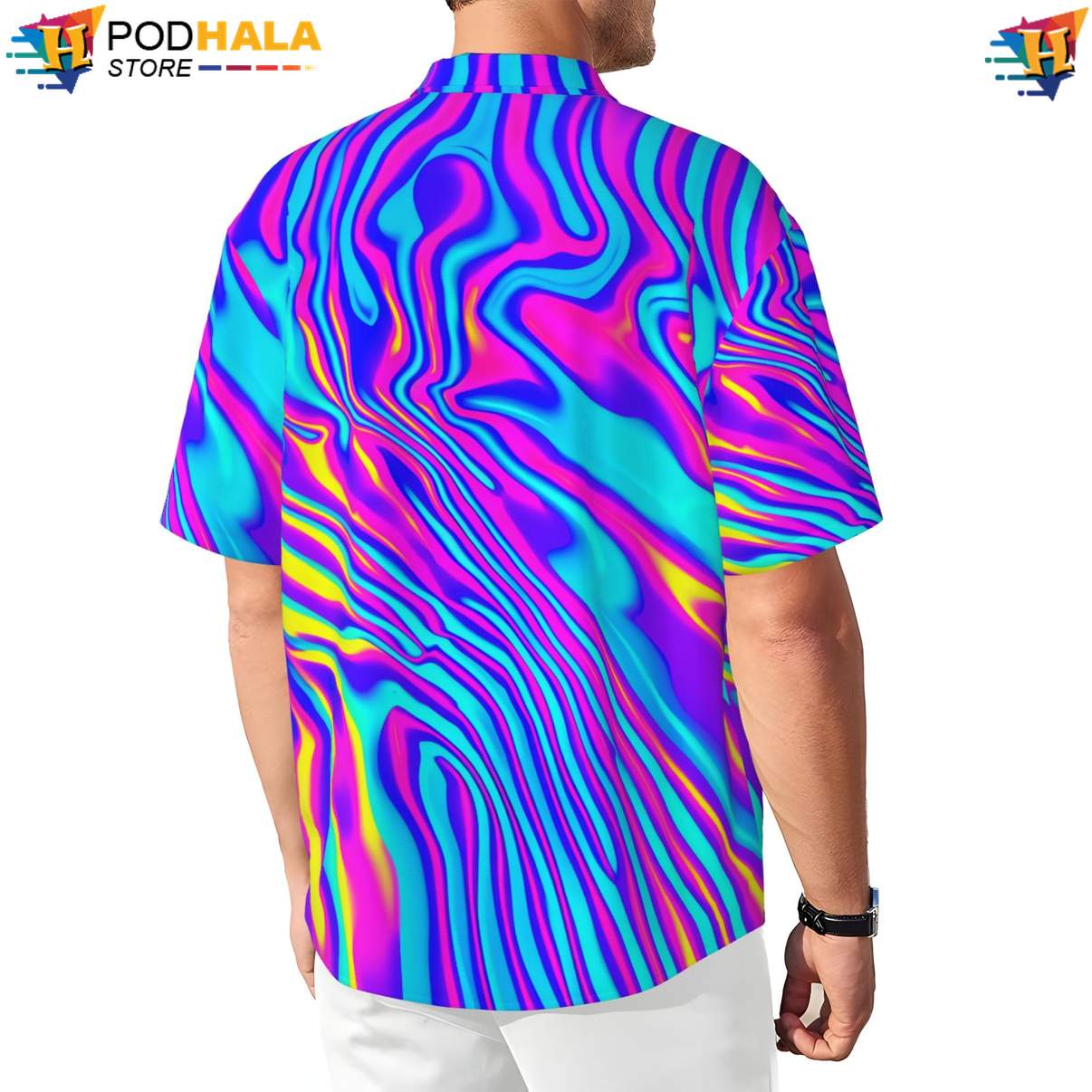 Neon Psychedelic Short-sleeve button-up shirt Funny Mens Short Sleeve Button Up Apparel Neon Psychedelic Short-sleeve button-up shirt Funny Mens Short Sleeve Button Up Apparel