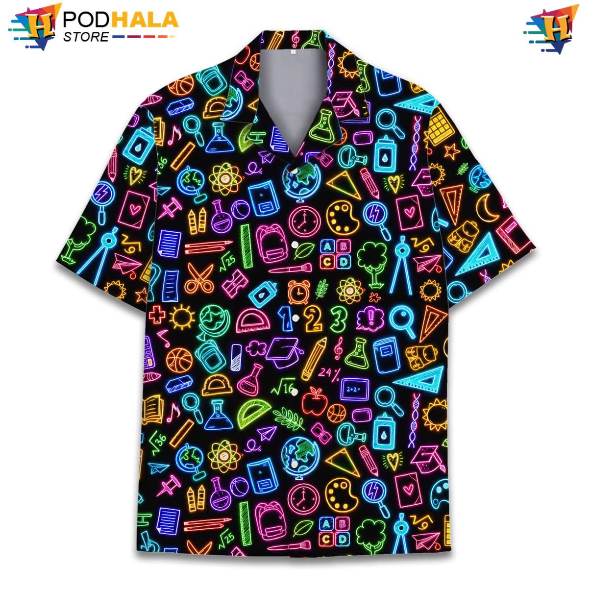 Neon School Fire Aloha Shirt Mens Graphic Weekend Beach Festival Apparel Neon School Fire Aloha Shirt Mens Graphic Weekend Beach Festival Apparel