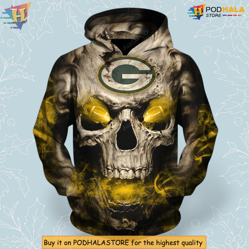 Neon Skull Fiery Eyes Green Bay Packers Sweatshirt Hoodie 3D Team Apparel Neon Skull Fiery Eyes Green Bay Packers Sweatshirt Hoodie 3D Team Apparel