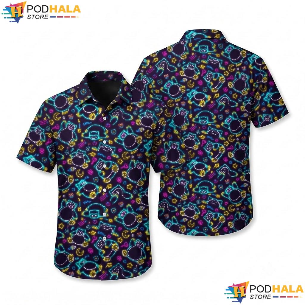 Neon Snorlax Chill Hawaiian Shirt Summer Beach Vacation Outfit Top