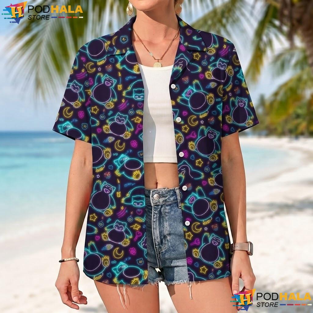 Neon Snorlax Chill Tropical Shirt Summer Beach Vacation Outfit Top Neon Snorlax Chill Tropical Shirt Summer Beach Vacation Outfit Top