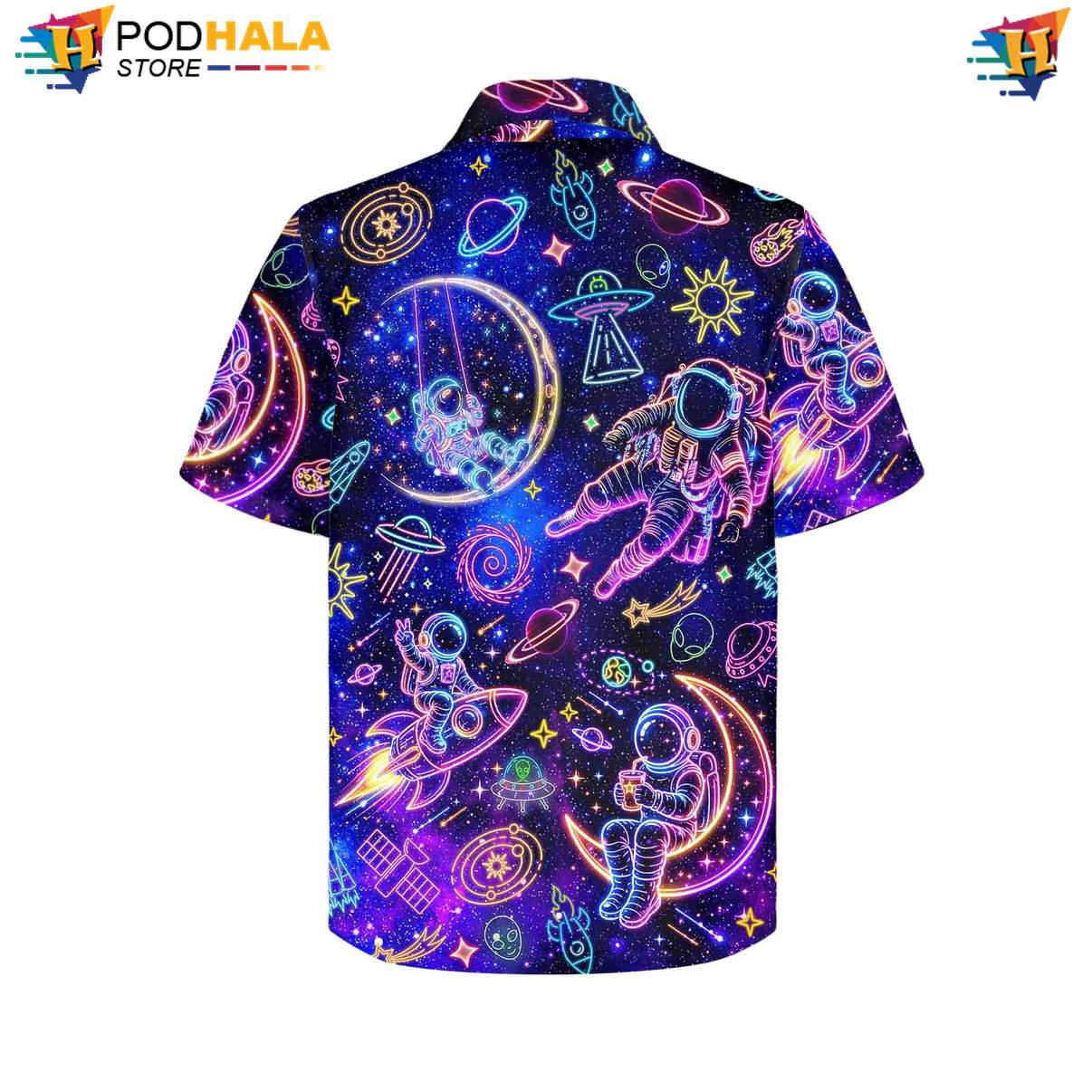 Neon Space Astronaut Tropical Shirt Mens Funny Summer Beach Party Clothing Neon Space Astronaut Tropical Shirt Mens Funny Summer Beach Party Clothing