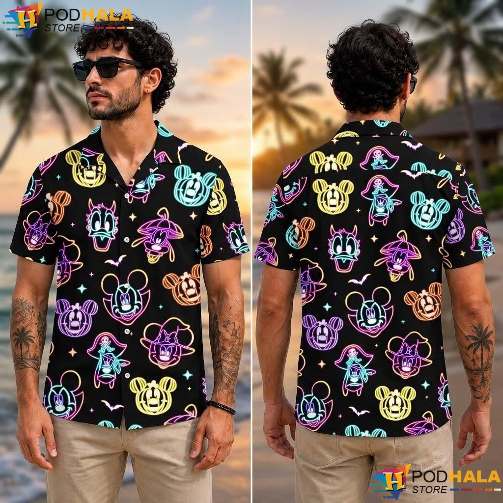 Neon Spooky Mickey Halloween Aloha Shirt Comfort Color Disney Aloha Top Neon Spooky Mickey Halloween Aloha Shirt Comfort Color Disney Aloha Top