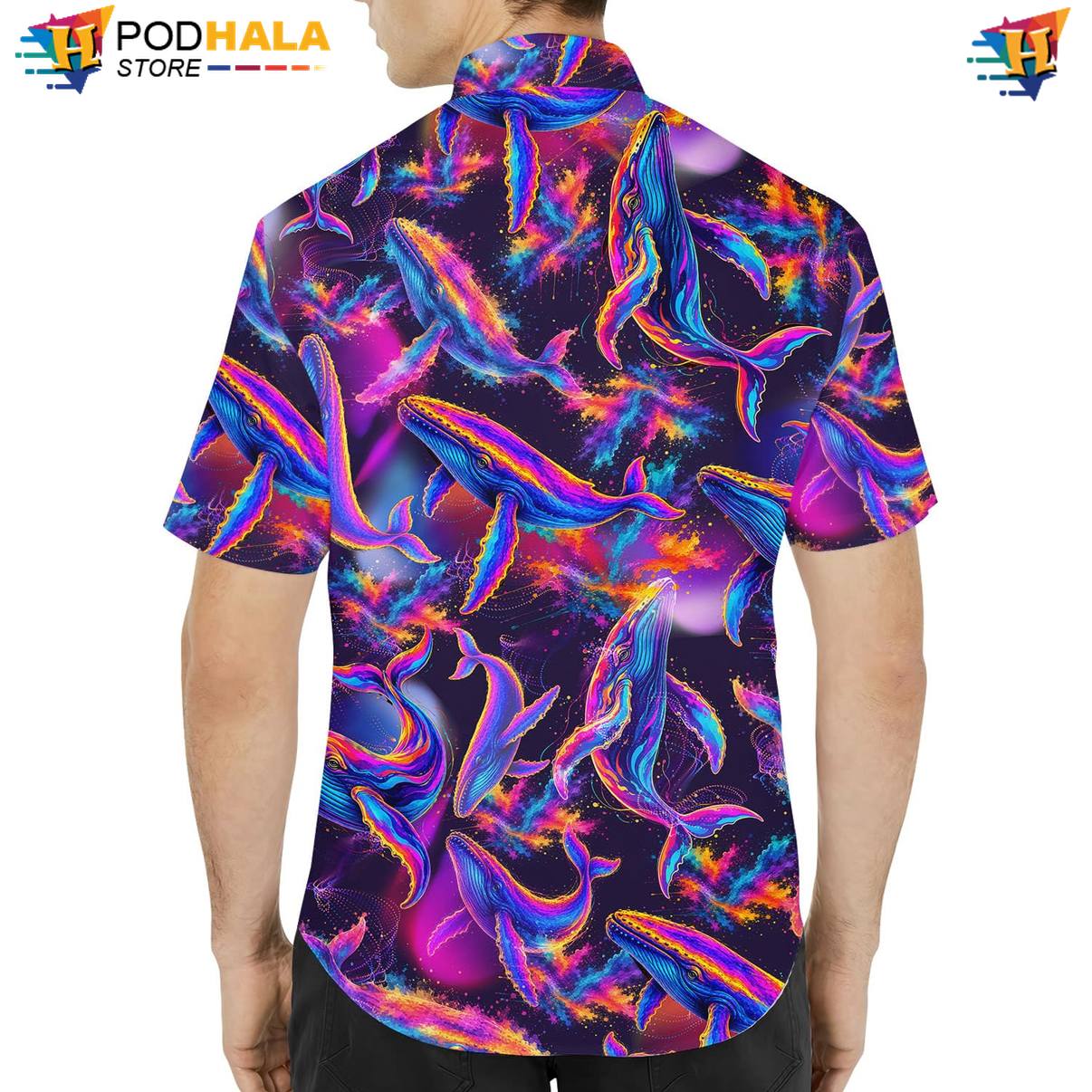 Neon Whale Fire Tropical Shirt Mens Graphic Tropical Resort Holiday Camp Apparel Neon Whale Fire Tropical Shirt Mens Graphic Tropical Resort Holiday Camp Apparel