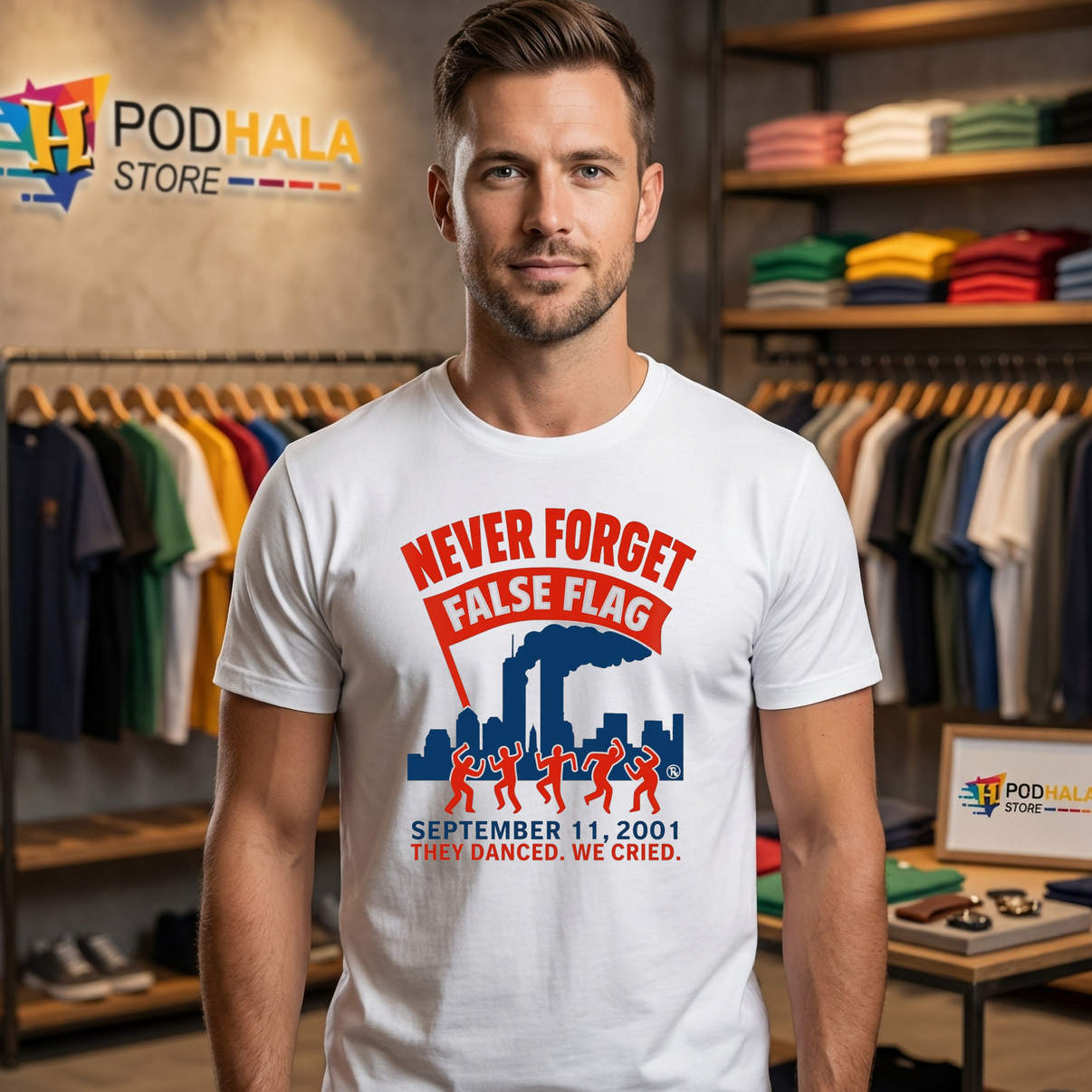 Never Forget False Flag 2001 Shirt September 11 They Danced We Cried Graphic