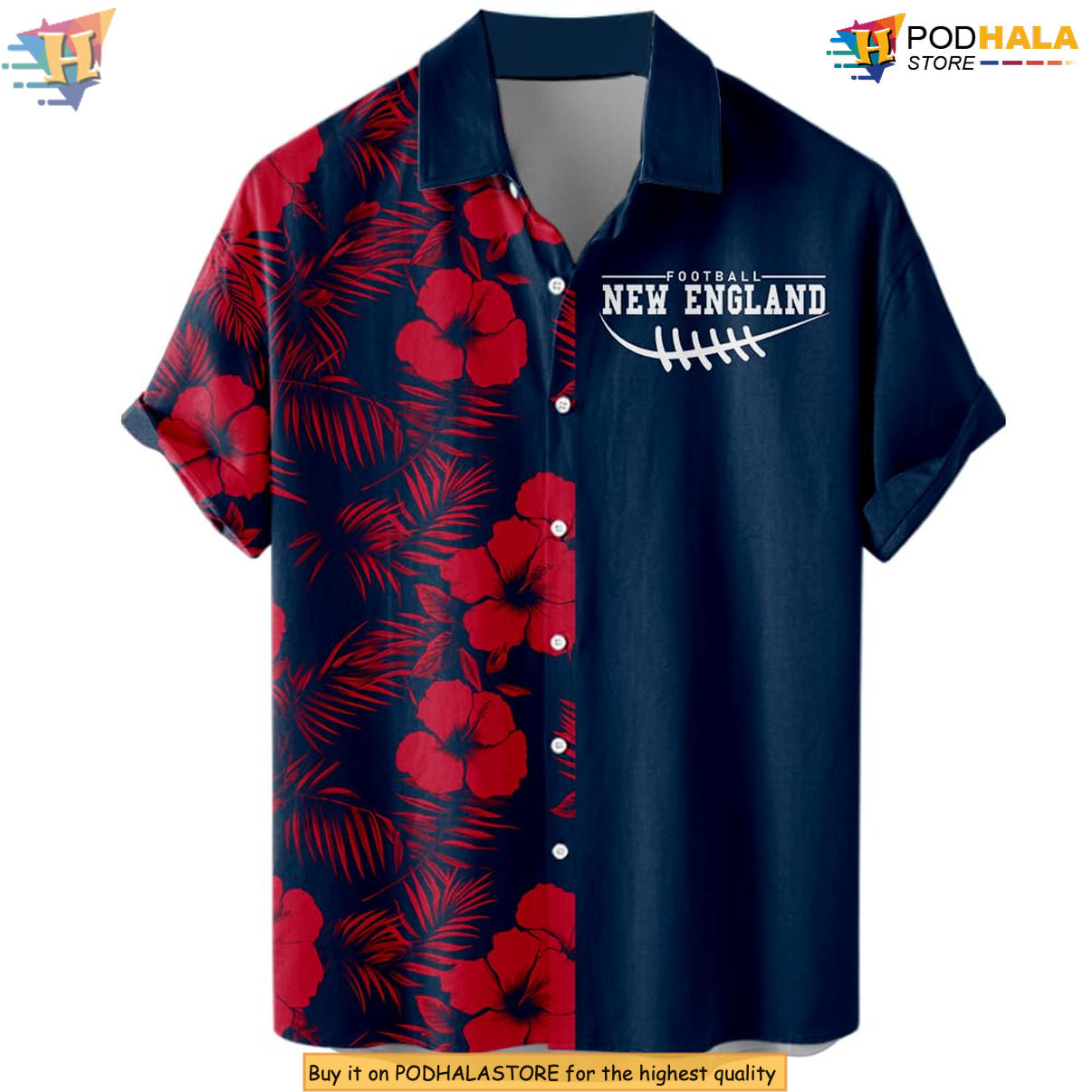 New England Floral Football Hawaiian Shirt 2026 Custom Name Number Fan Apparel