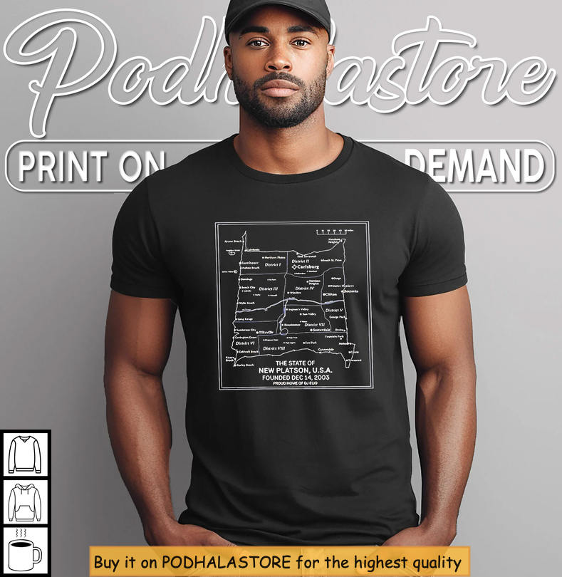 New Platson Map Design Shirt, The State Of New Platson USA Vintage Style