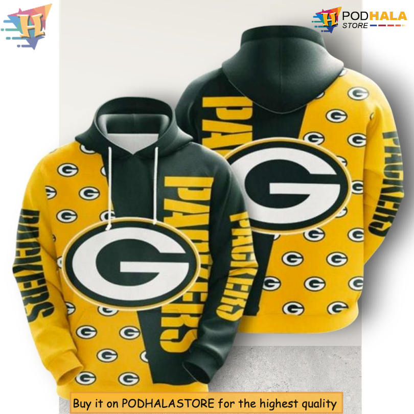 NFL 3D Logo All Over Print Green Bay Packers Hoodie 3D With Zipper NFL 3D Logo All Over Print Green Bay Packers Hoodie 3D With Zipper