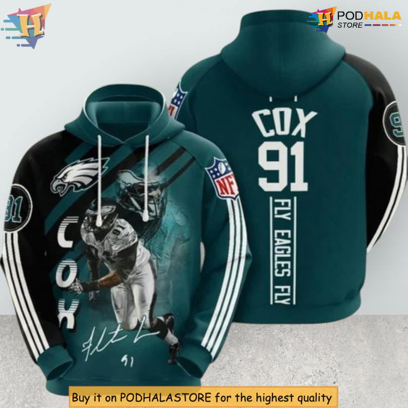 NFL 91 Cox Signature Collection Philadelphia Eagles 3D Hoodie For True Fans