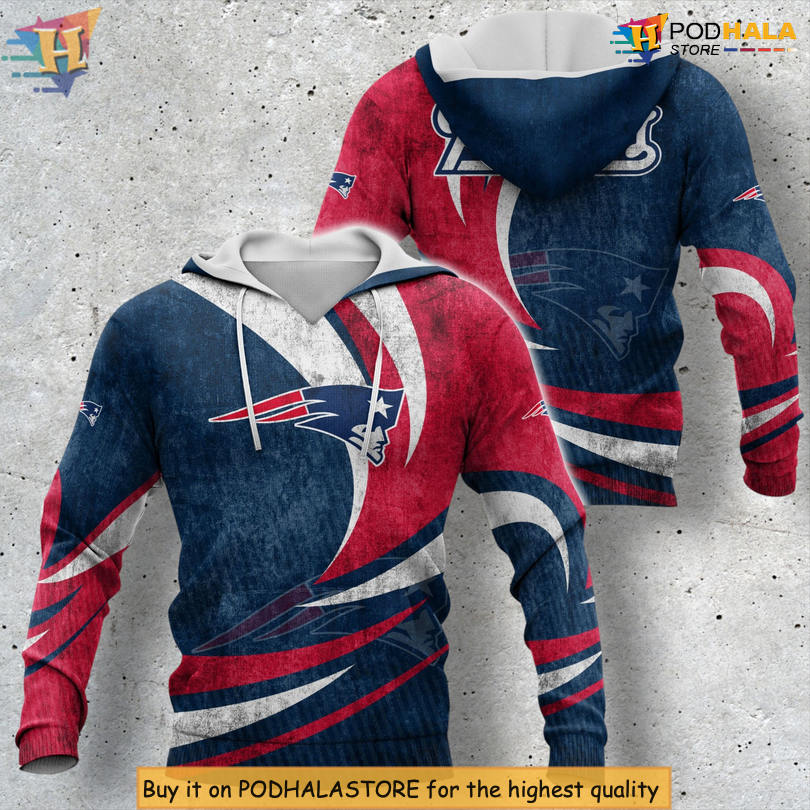NFL All Over Print New England Patriots Zipper Hoodie Custom 3D Zip Up Edition