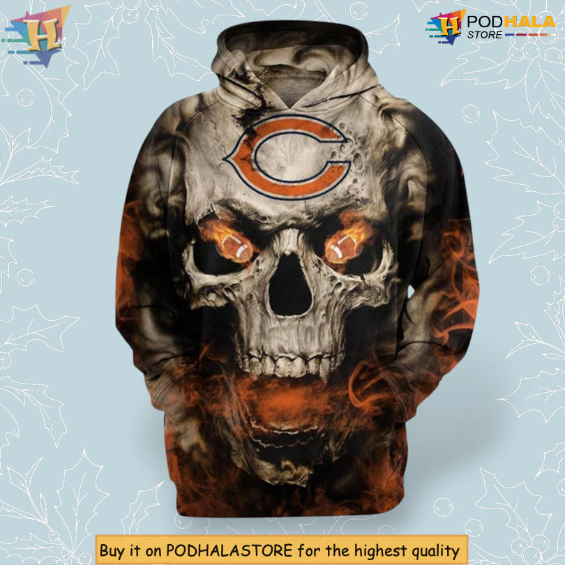 NFL Skull Graphic Concept Chicago Bears Vintage Hoodie Team Spirit Wear