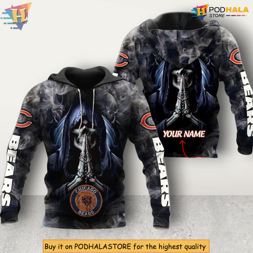 NFL Skull Graphic Edition Chicago Bears 3D Hoodie Custom Team Apparel