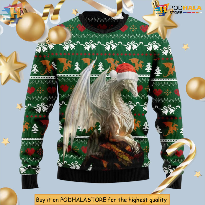 Nice Dragon Cartoon Character Gift Edition Cozy Xmas Sweater