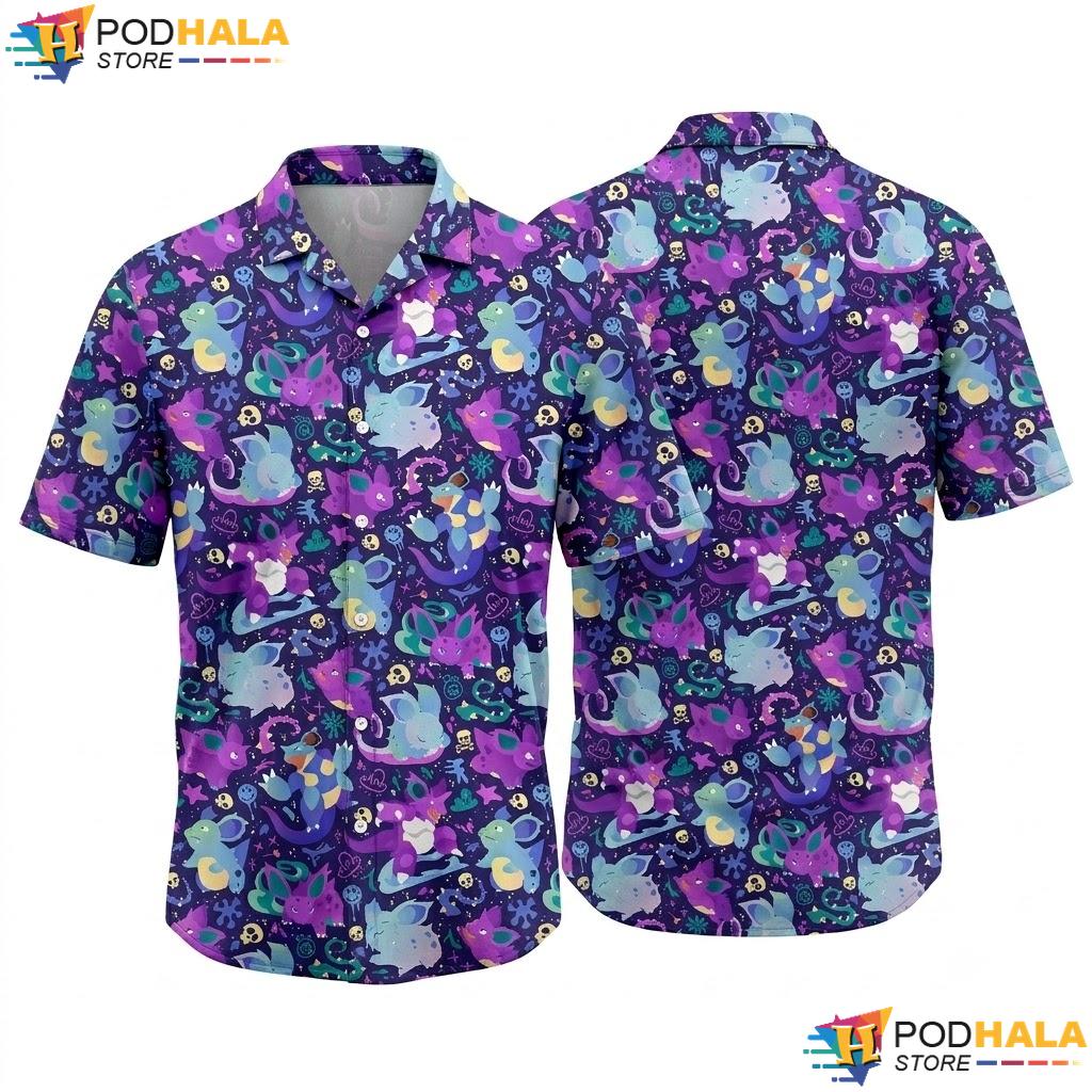 Nidoking Nidoran Hawaiian Shirt Cute Dark Pattern Summer Beach Top
