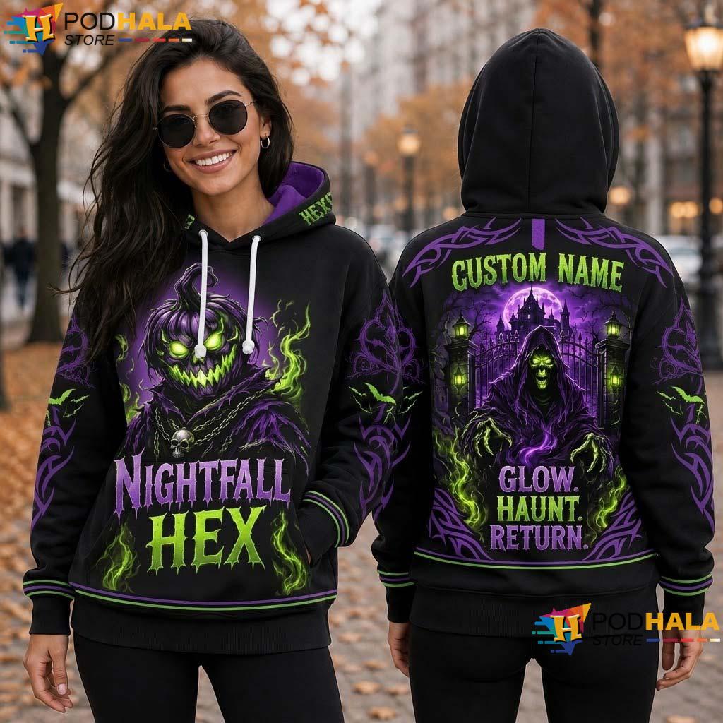Nightfall Hex Halloween 3D Hoodie Custom Name Reaper Evil Pumpkin Top Nightfall Hex Halloween 3D Hoodie Custom Name Reaper Evil Pumpkin Top