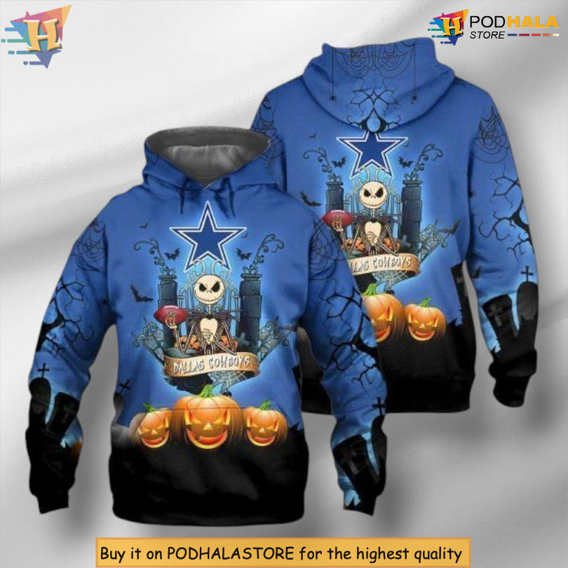 Nightmare Before Christmas Jack Skellington Dallas Cowboys Personalized 3D Hoodie