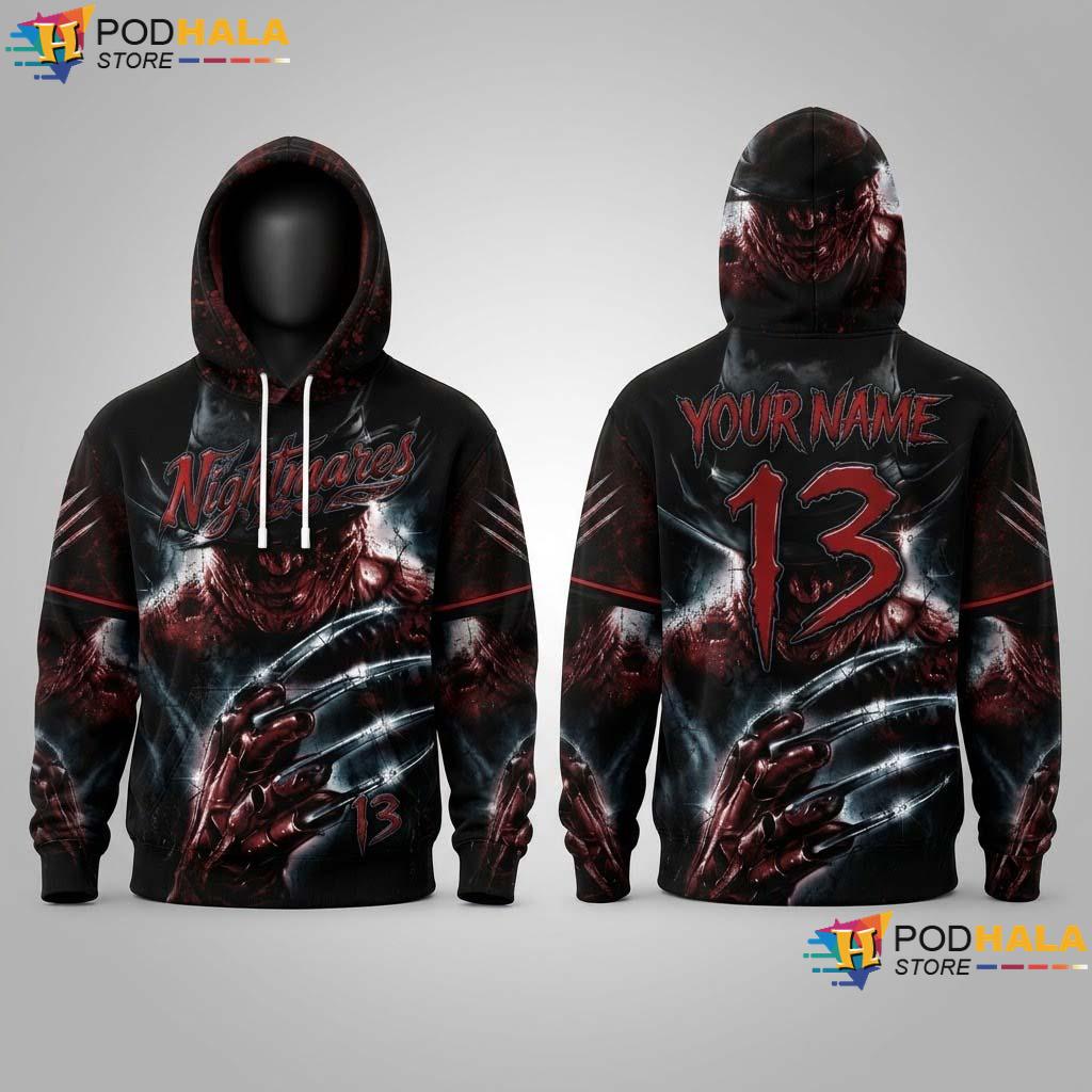 Nightmare Halloween 3D Printed Hoodie Kreddy Retro Horror Baseball Top