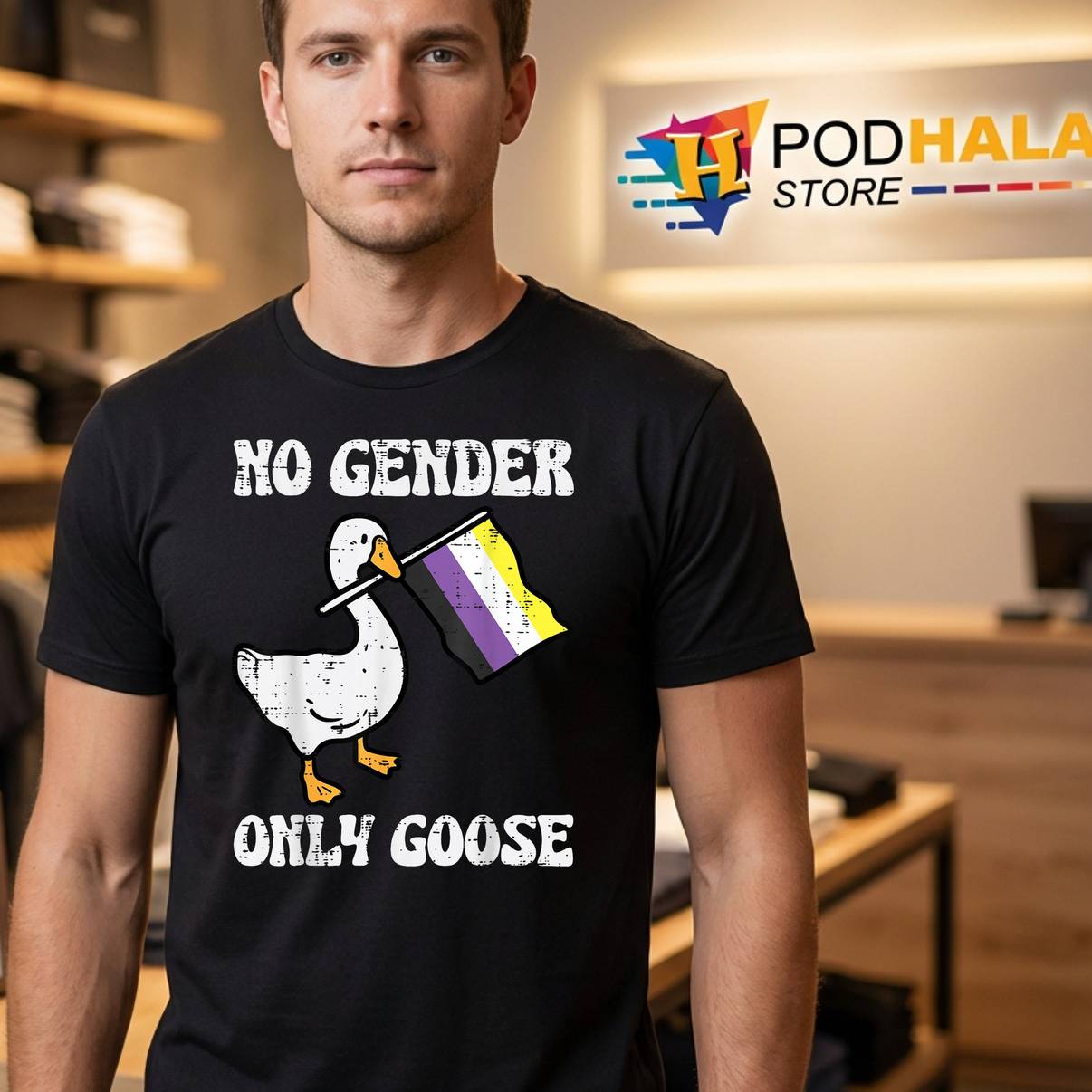 No Gender Only Goose Nonbinary T-Shirt Enby Pride Flag LGBT Graphic Mens No Gender Only Goose Nonbinary T-Shirt Enby Pride Flag LGBT Graphic Mens
