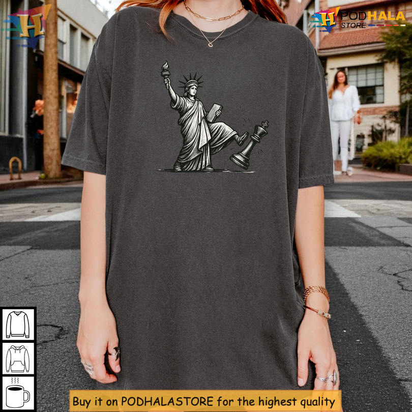 No Kings Freedom Shirt Statue of Liberty Anti-Trump Democracy Liberal Tee Design