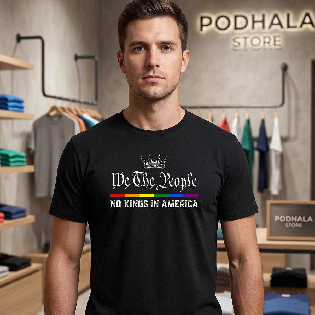 No Kings In America We The People Shirt Political Graphic Apparel Mens