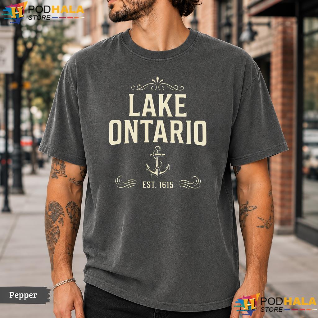 Nostalgic Anchor Lake Ontario Comfort Colors T-Shirt Vintage Fishing Tee