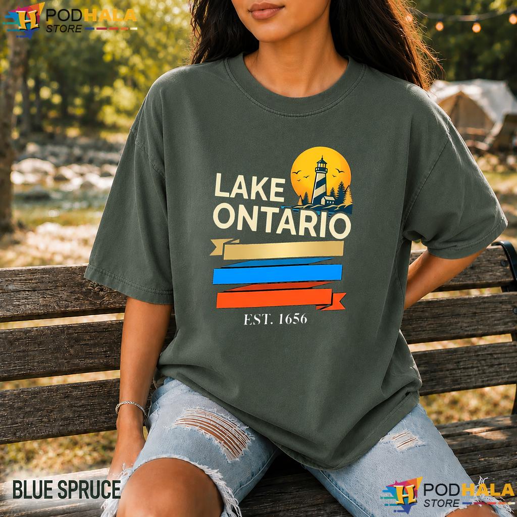 Nostalgic Stripes Lake Ontario Comfort Colors Shirt Sunset Lighthouse Nostalgic Stripes Lake Ontario Comfort Colors Shirt Sunset Lighthouse