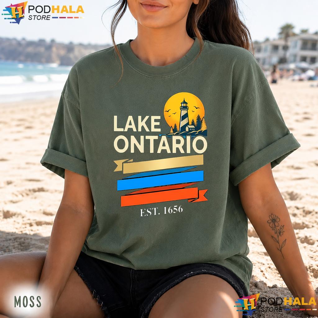 Nostalgic Stripes Lake Ontario Comfort Colors Tee Sunset Lighthouse Nostalgic Stripes Lake Ontario Comfort Colors Tee Sunset Lighthouse