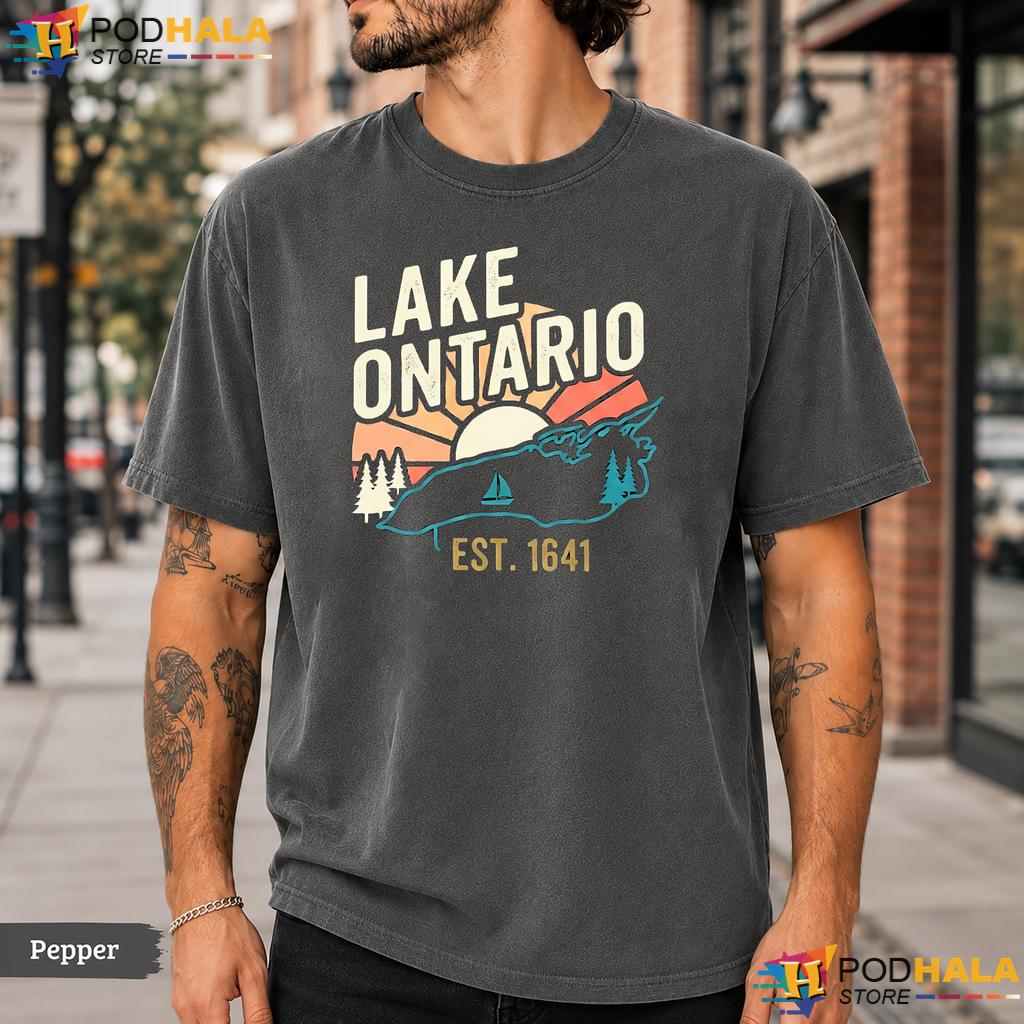 Nostalgic Trees Lake Ontario Comfort Colors T-Shirt Vintage Sailboat Tee