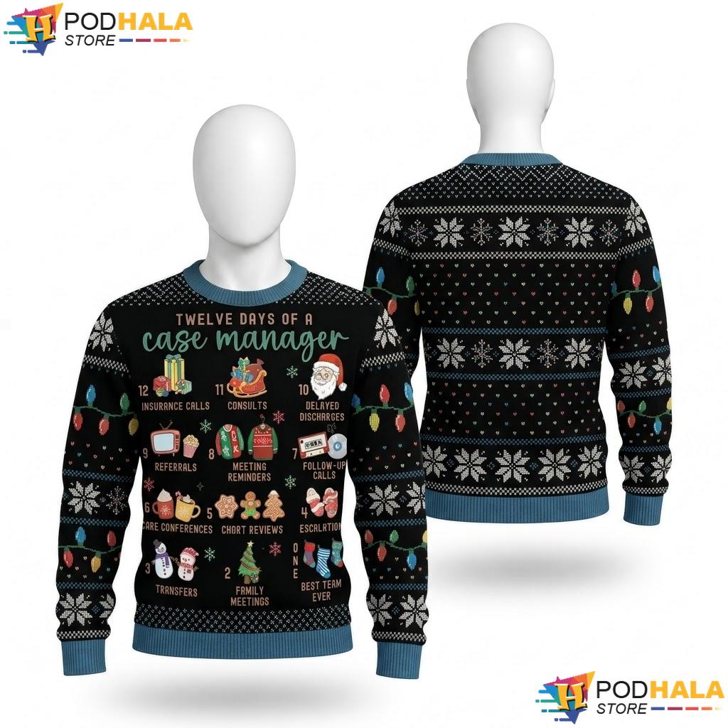 Nurse Case Management Christmas Sweater 12 Days Manager Holiday Top