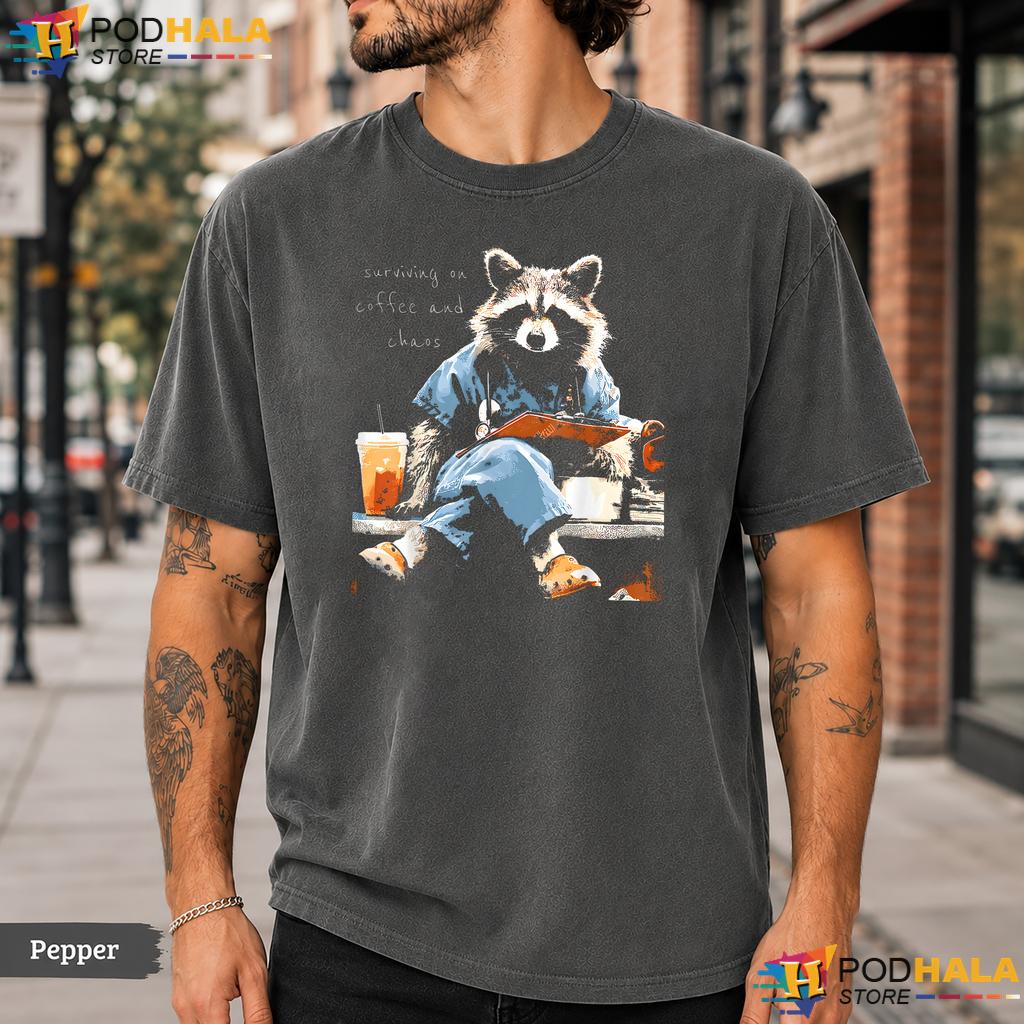 Nurse Raccoon RN Life Comfort Colors T-Shirt Funny Medical Healthcare Top
