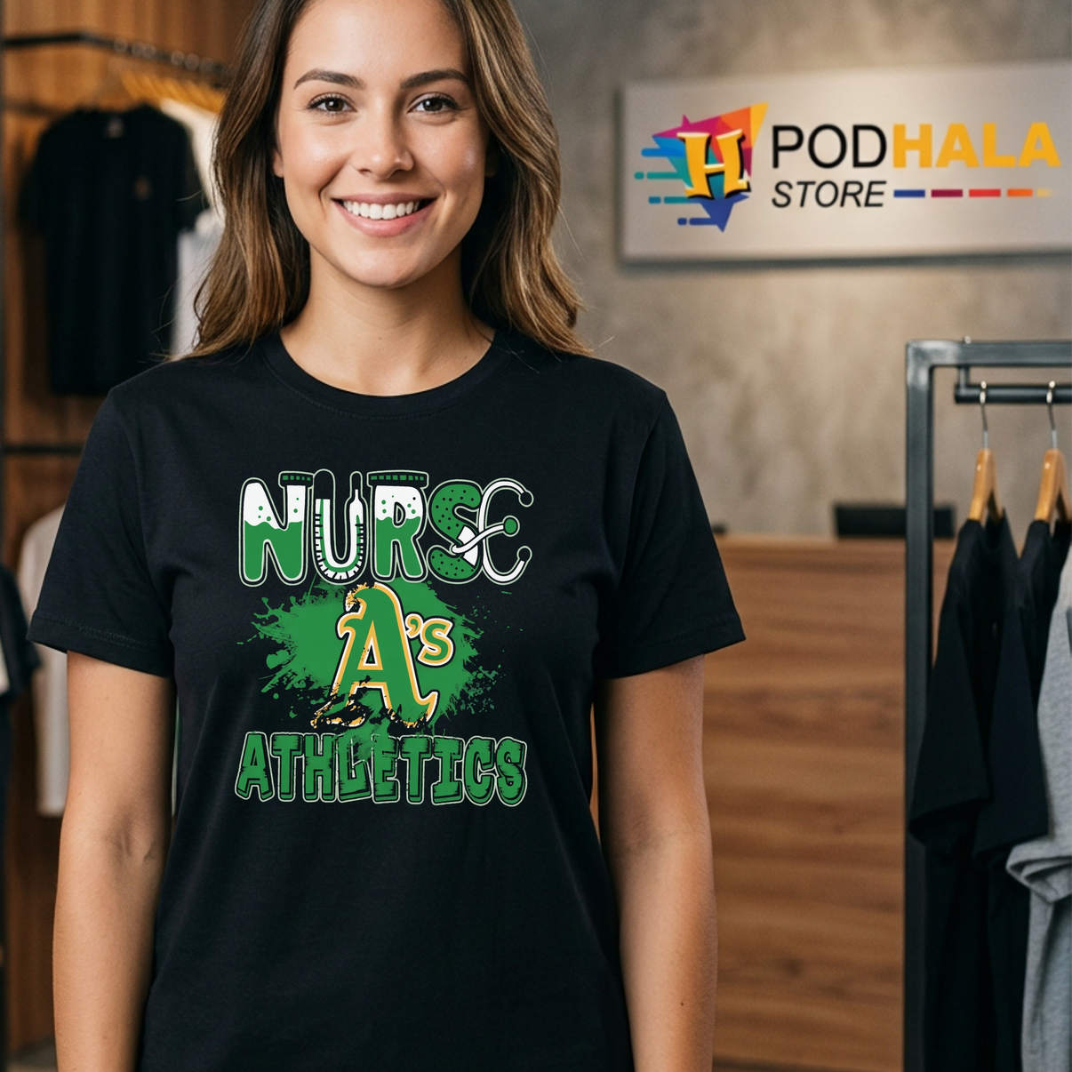 Oakland Athletics Nurse Fan Shirt Stethoscope Baseball Logo Graphic For Women