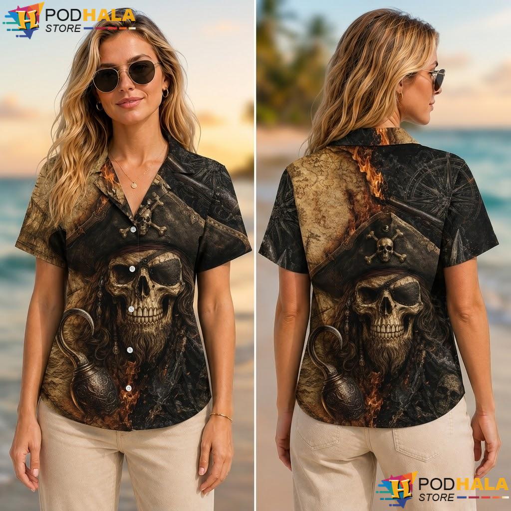 Octopus Compass Pirate Aloha Shirt Adventurous Skull Casual Apparel Octopus Compass Pirate Aloha Shirt Adventurous Skull Casual Apparel