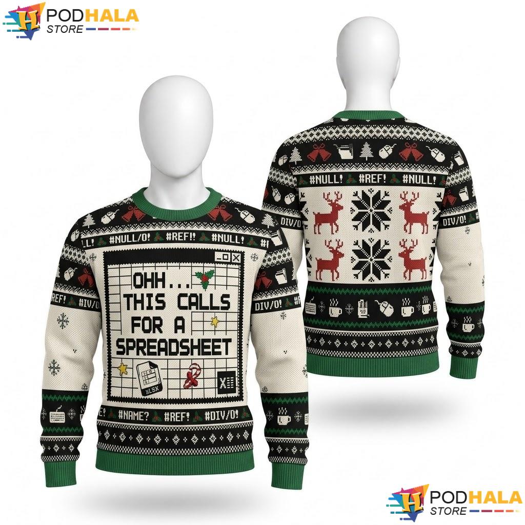 Office Spreadsheet Meme Ugly Xmas Sweater Funny Christmas Humor Outfit