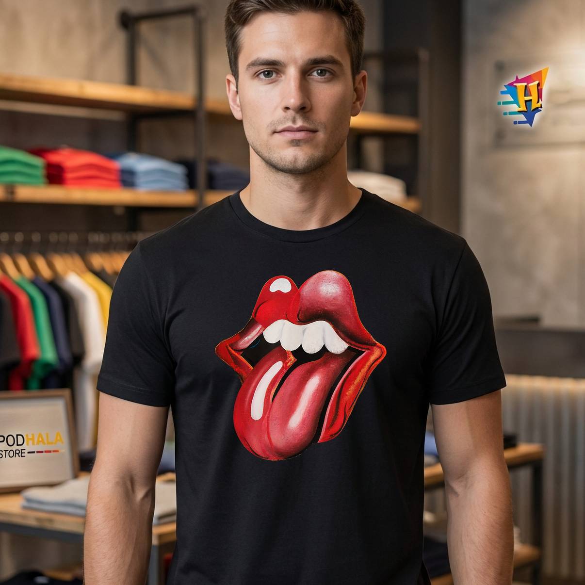 Official Rolling Stones Lick Shirt Foreign Tongues Retro Band Music Graphic Mens