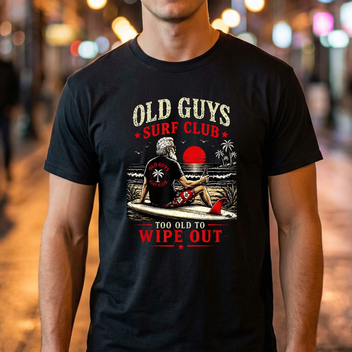 Old Guys Surf Club T-Shirt Too Old To Wipe Out Funny Surfing Retro Graphic Top Old Guys Surf Club T-Shirt Too Old To Wipe Out Funny Surfing Retro Graphic Top