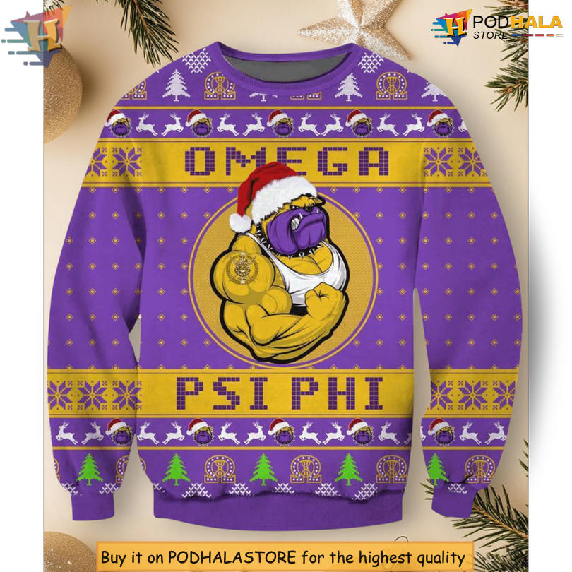 Omega Psi Phi Fraternity Greek Letter Pride Holiday Festive Christmas Sweater