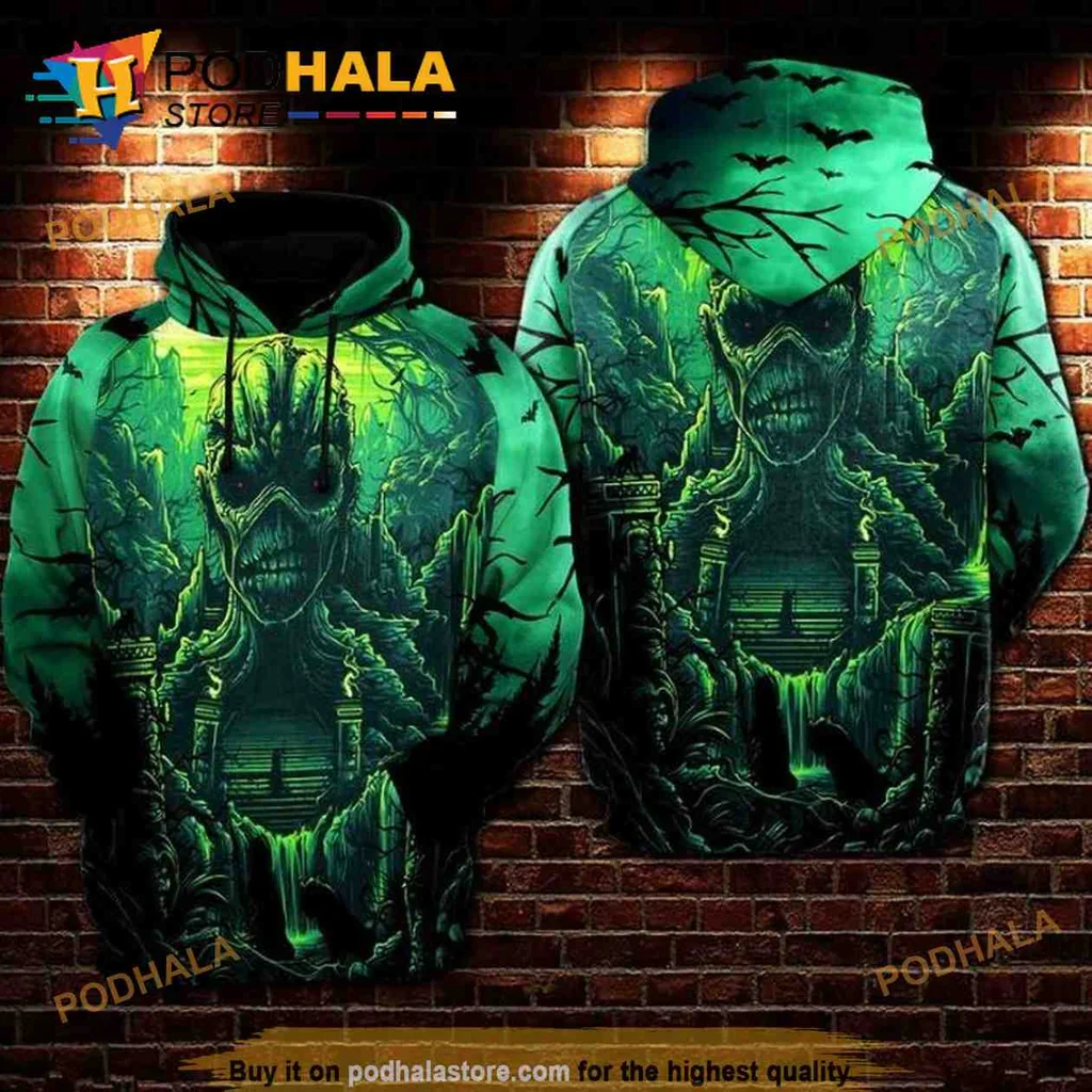 Ominous Dragon Fantasy 3d Hoodie With Eerie Glow And Twisted Trees