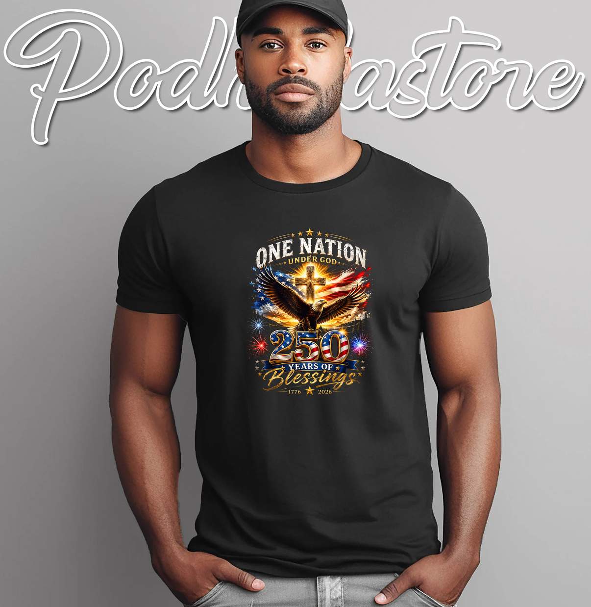 One Nation Under God 250 Years Shirt 250th Anniversary USA Mens Top