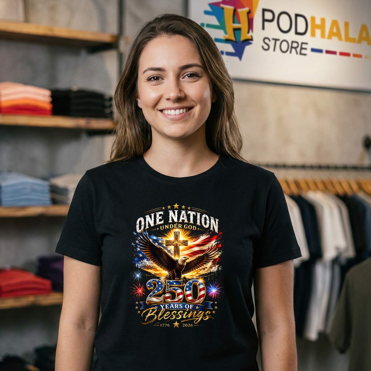 One Nation Under God 250 Years Tee 250th Anniversary USA Mens Top One Nation Under God 250 Years Tee 250th Anniversary USA Mens Top