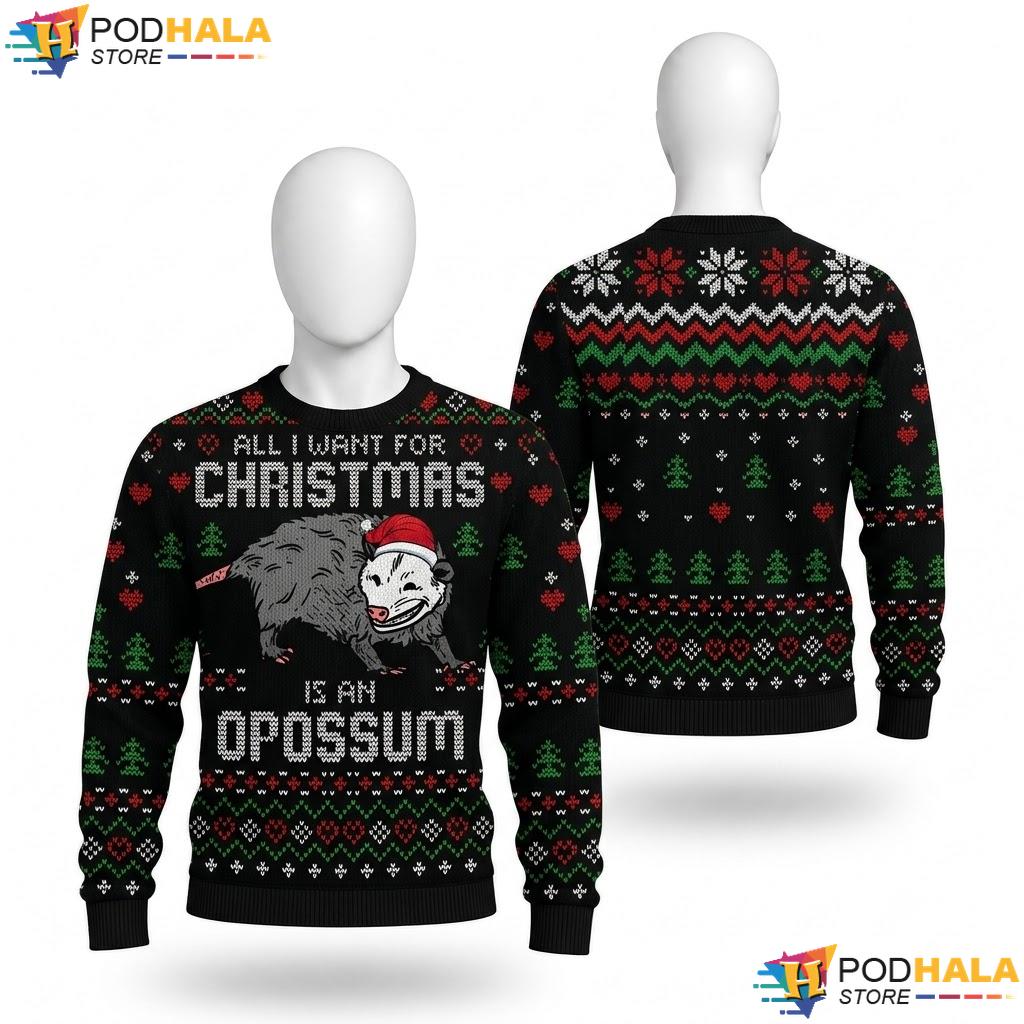 Opossums Lover Possum Ugly Xmas Sweater Funny Animal Holiday Outfit Opossums Lover Possum Ugly Xmas Sweater Funny Animal Holiday Outfit