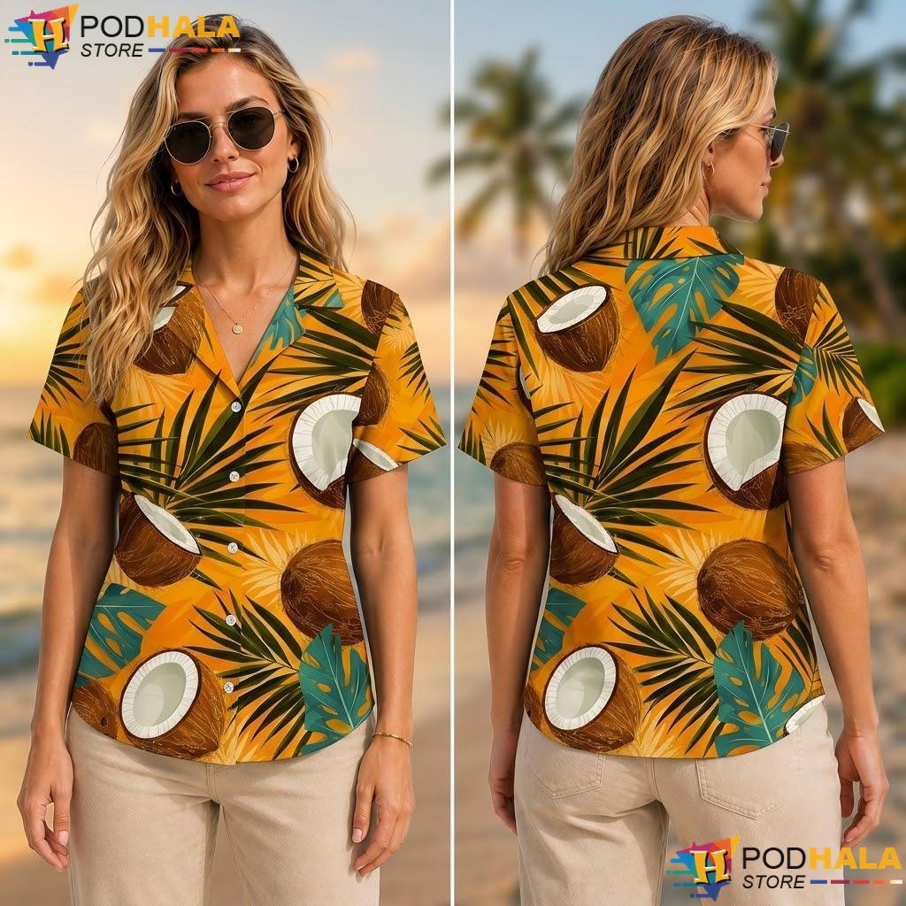 Orange Coconut Palm Graphic Tropical Shirt Vibrant Tropical Mens Apparel Orange Coconut Palm Graphic Tropical Shirt Vibrant Tropical Mens Apparel