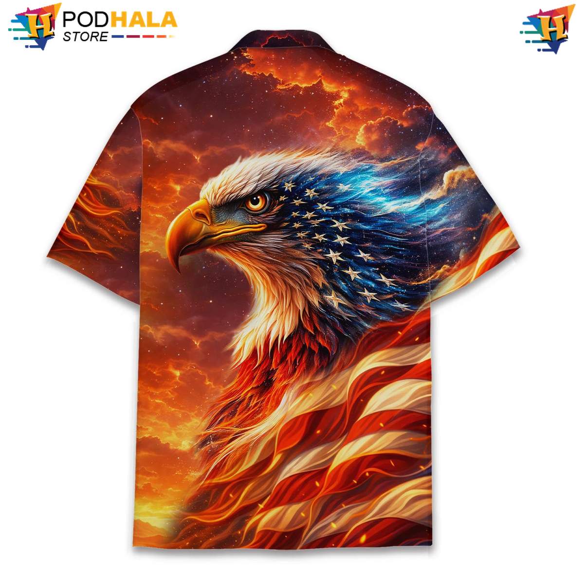 Orange USA Flag Eagle Short-sleeve button-up shirt Mens Patriotic Fourth Of July Gear Orange USA Flag Eagle Short-sleeve button-up shirt Mens Patriotic Fourth Of July Gear