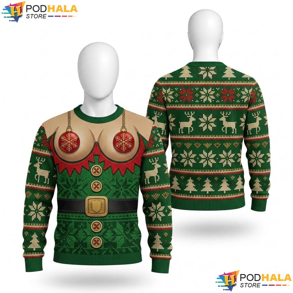Ornaments Santa Ugly Christmas Sweater Humorous Festive Gatherings Mens