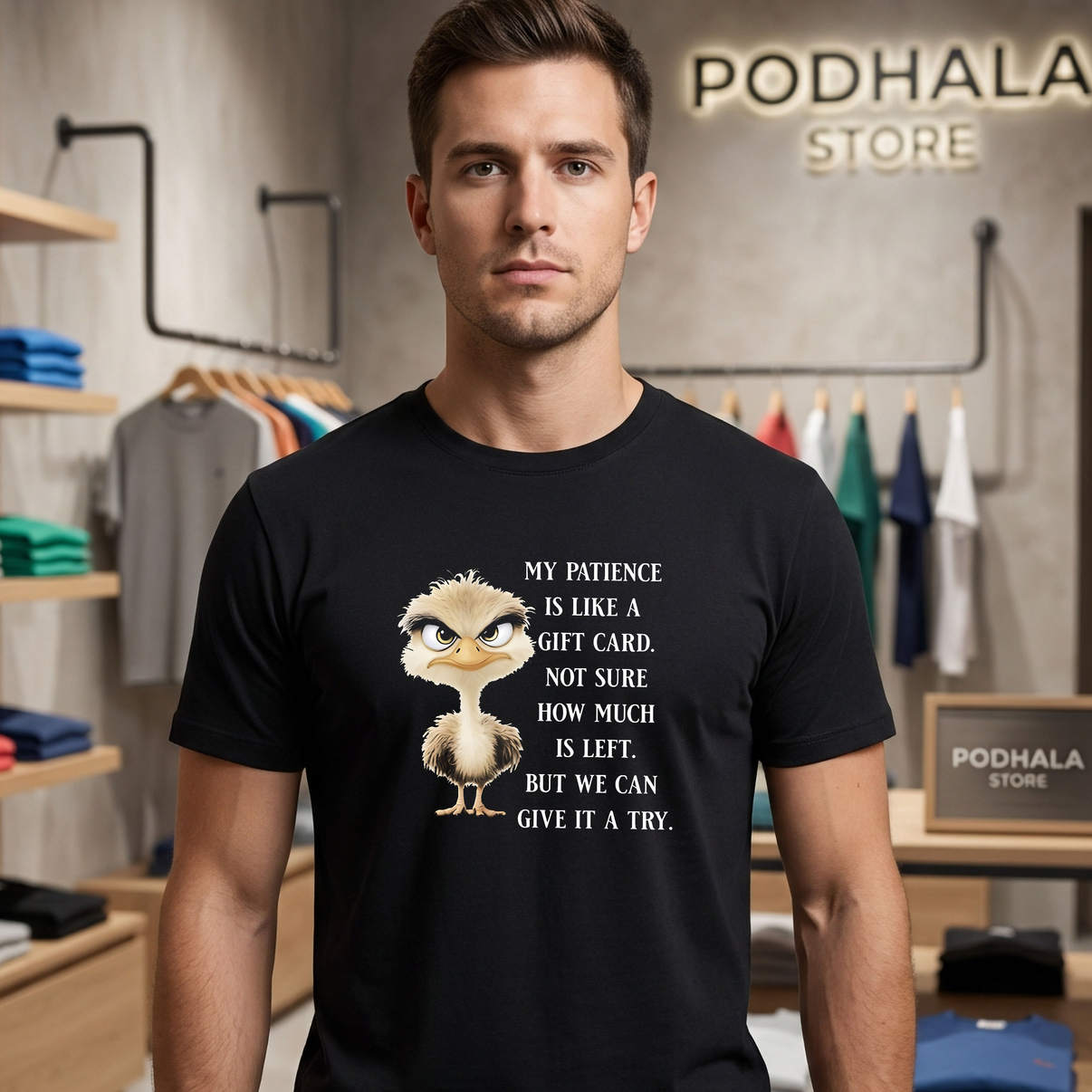 Ostrich My Patience Is Like Gift Card Shirt 2026 Funny Meme Fan Apparel