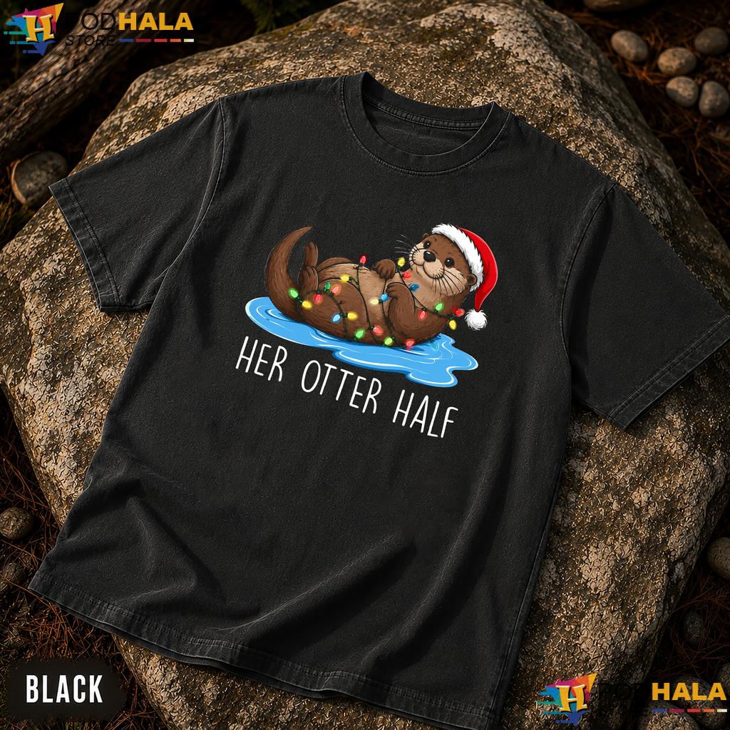 Otter Half Santa Comfort Colors Shirt Funny Couple Matching Pajamas Top Otter Half Santa Comfort Colors Shirt Funny Couple Matching Pajamas Top