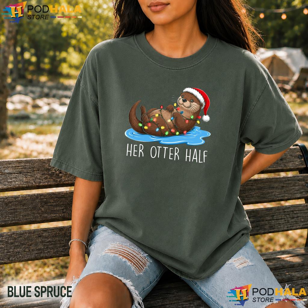 Otter Half Santa Comfort Colors Tshirt Funny Couple Matching Pajamas Top Otter Half Santa Comfort Colors Tshirt Funny Couple Matching Pajamas Top