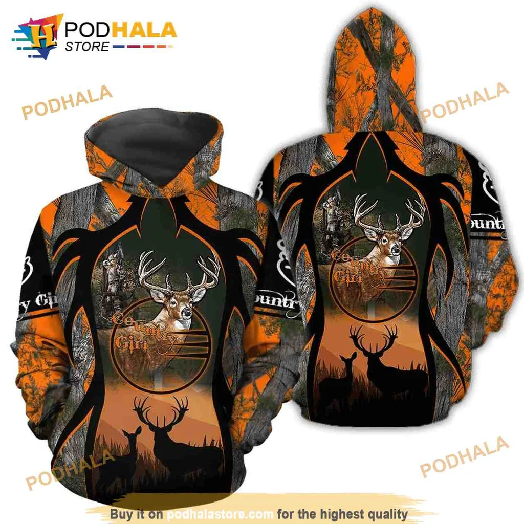 Outdoor Camouflage Deer 3d Hoodie Featuring Forest Scene Design
